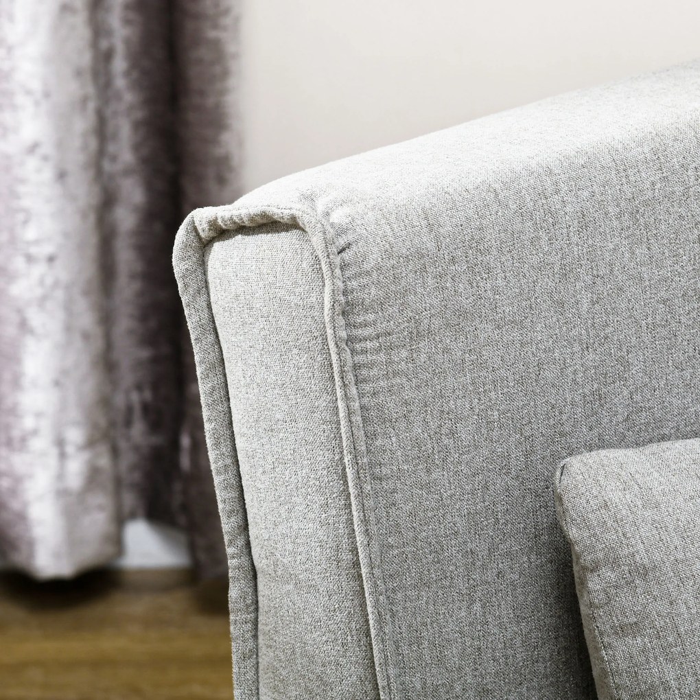 HOMCOM Fotel Rozkładany, 6-stopniowa Regulacja Oparcia, Wygląd Lnu, do 150 kg, Jasnoszary