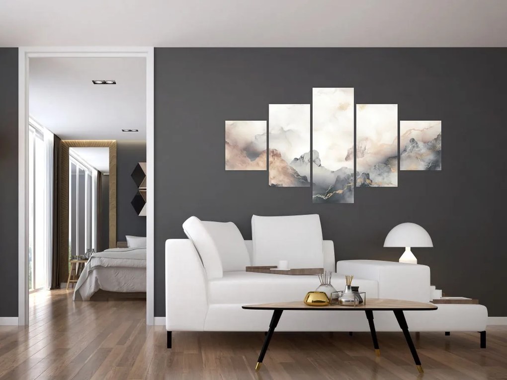 Obraz - Górska abstrakcja z teksturą marmuru (125x70 cm)