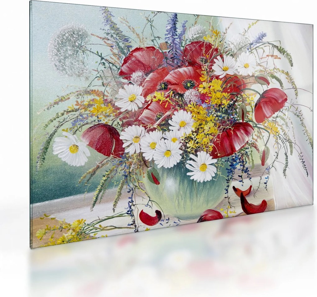Obraz na szkle wazonu z dzikimi kwiatami (70x50 cm)