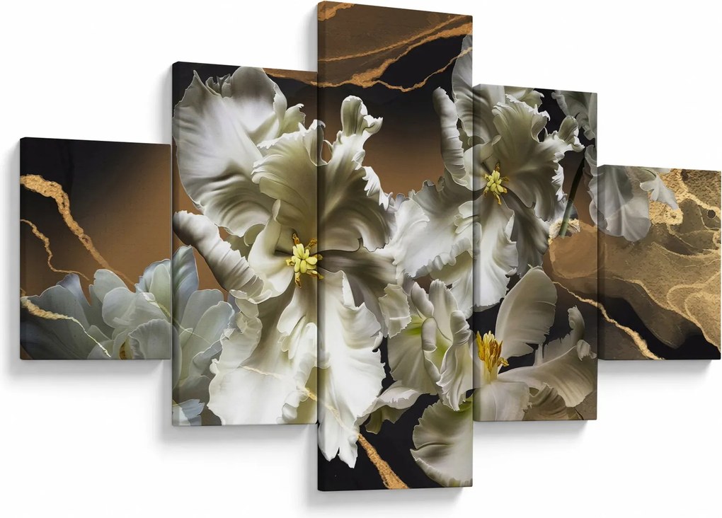Obraz - Orchidea kwiaty na marmurowym tle (125x70 cm)