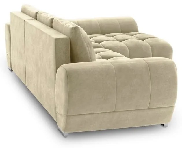 Beżowy rozkładany narożnik z aksamitnym obiciem Windsor &amp; Co Sofas Nuage, prawostronny