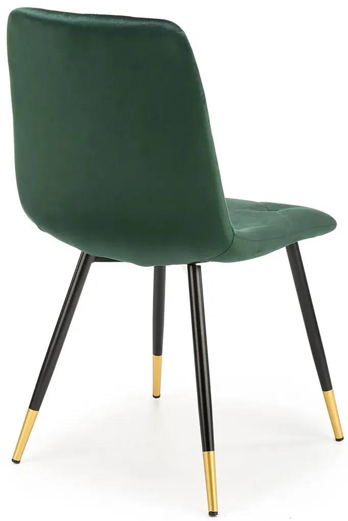 Zielone pikowane krzesło glamour welurowe N1-Z34