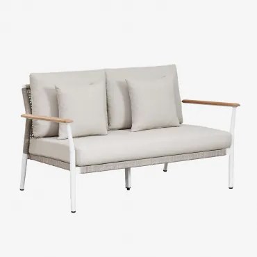 2-osobowa Sofa Ogrodowa Z Drewna Tekowego I Aluminium Salbury Biała - Sklum