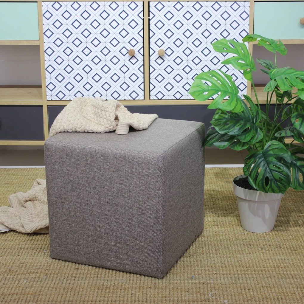 Taboret Kare Pouf Brown