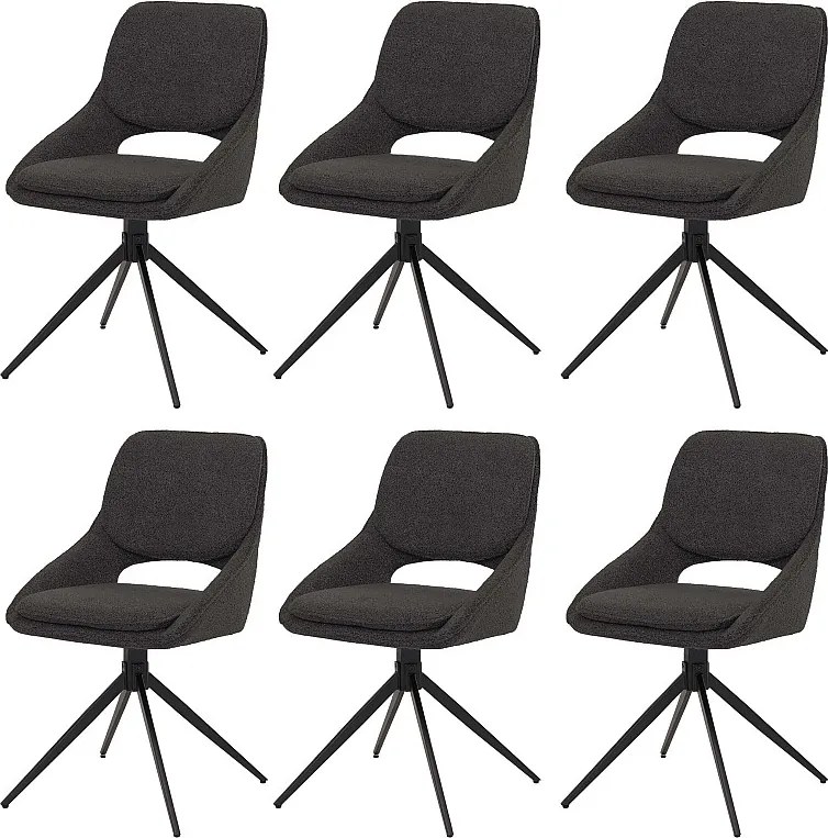 Krzesło do jadalni MCW-N74 (zestaw 6 sztuk),  ciemnoszare