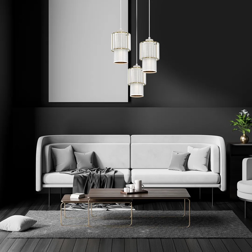Lampa wisząca BLANCO 3xE27, potrójna, kryształowa, na kole