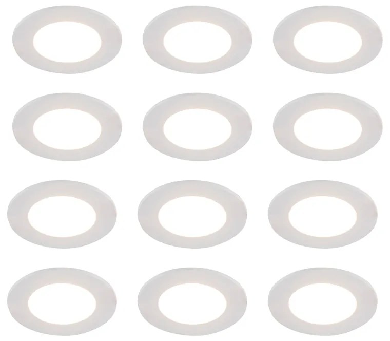 Zestaw 12 białych oczek wpuszczanych ze zintegrowanym LED z funkcją ściemniania do ciepłego 7W IP65 - Blanca