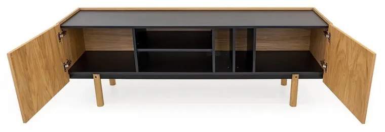 Czarno-naturalna szafka pod TV w dekorze dębu 175x60 cm Porto – Woodman