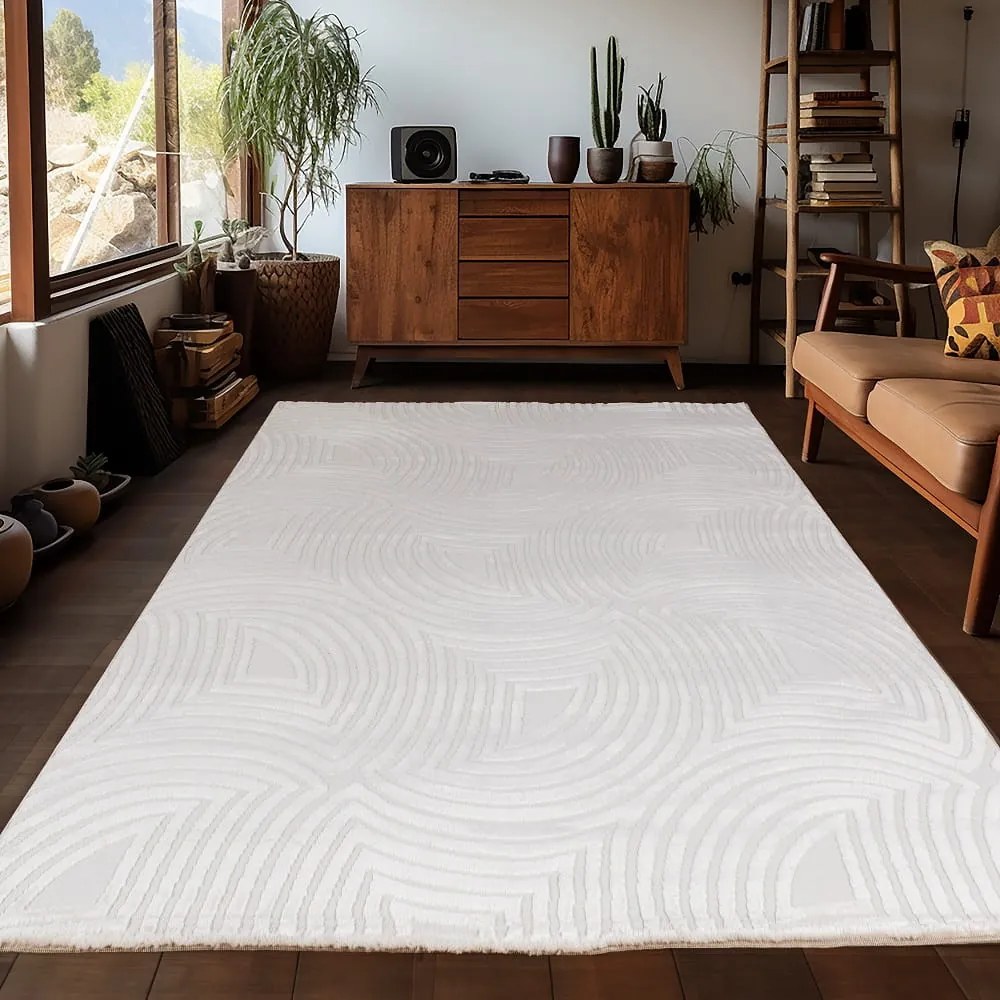 Dywan 3D nowoczesny Sahara Geometria kremowy 140 cm x 200 cm