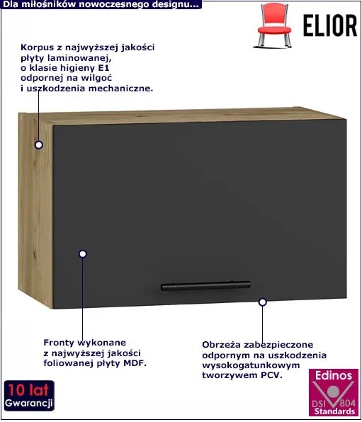 Antracytowa górna szafka kuchenna okapowa - Vokres 29X