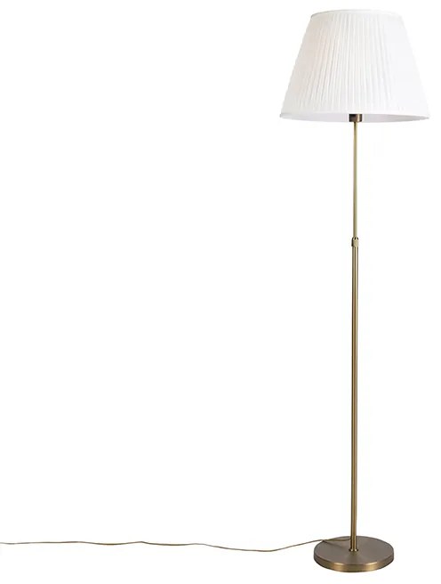 Lampa stojąca brązowa z plisowanym abażurem kremowym 45 cm regulowana - ParteWiejski/ Rustykalny / Vintage Oswietlenie wewnetrzne