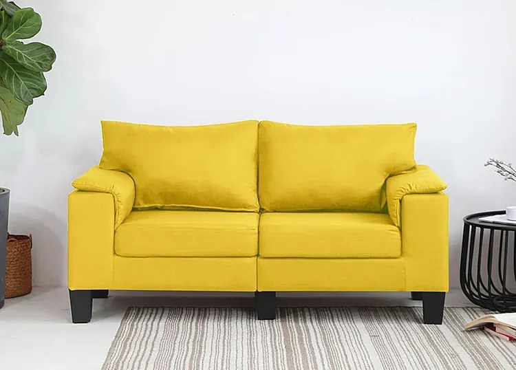 2-osobowa żółta sofa z podłokietnikami - Ekilore 2Q