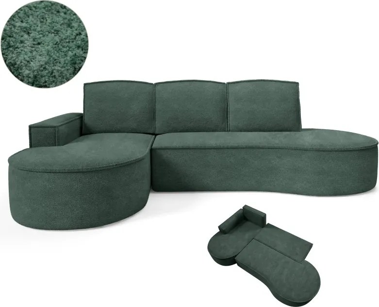 Narożnik MOLLY Lewostronny z funkcją spania, wolnostojący tkanina ABRIAMO 09 Zielony