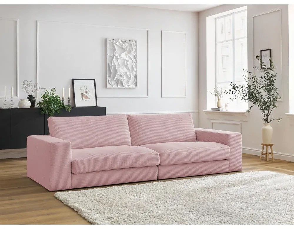 Różowa sztruksowa sofa 274 cm Leonard – Bobochic Paris