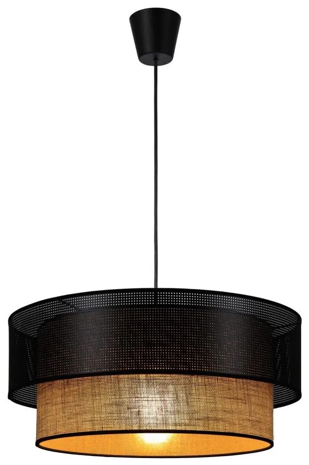 Żyrandol wiszący na lince BORHO 1xE27/60W/230V czarny/juta