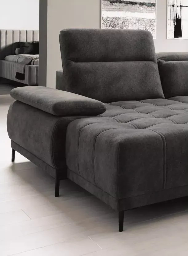 Nowoczesny narożnik Focus XL z elektrycznym siedziskiem i funkcją relax