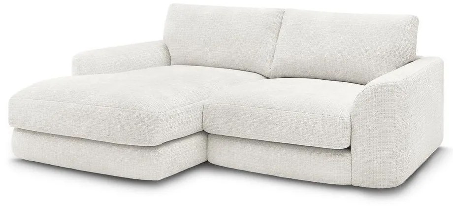 Biały narożnik z tkaniny szenilowej (lewostronny/z szezlongiem) Leonore – Bobochic Paris