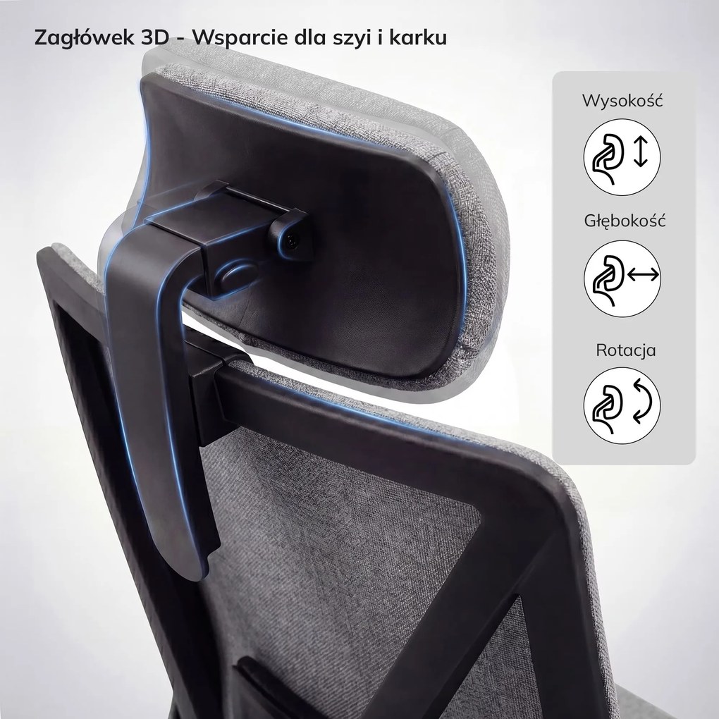 Fotel biurowy ergonomiczny szary VECTOR