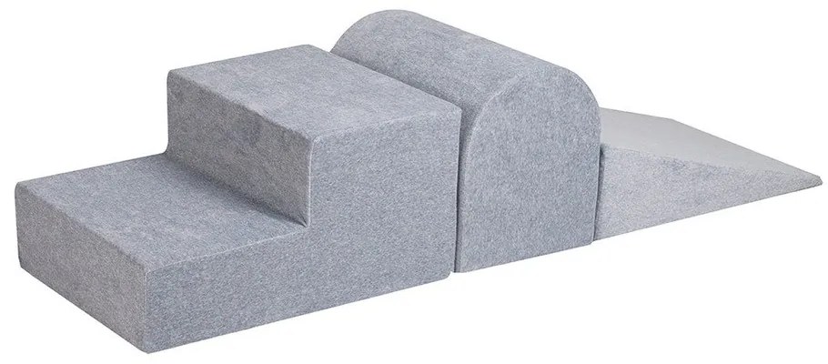 Jasnoszary aksamitny piankowy plac zabaw 3 szt. wysokość 30 cm 45x143 cm Montessori – Meowbaby