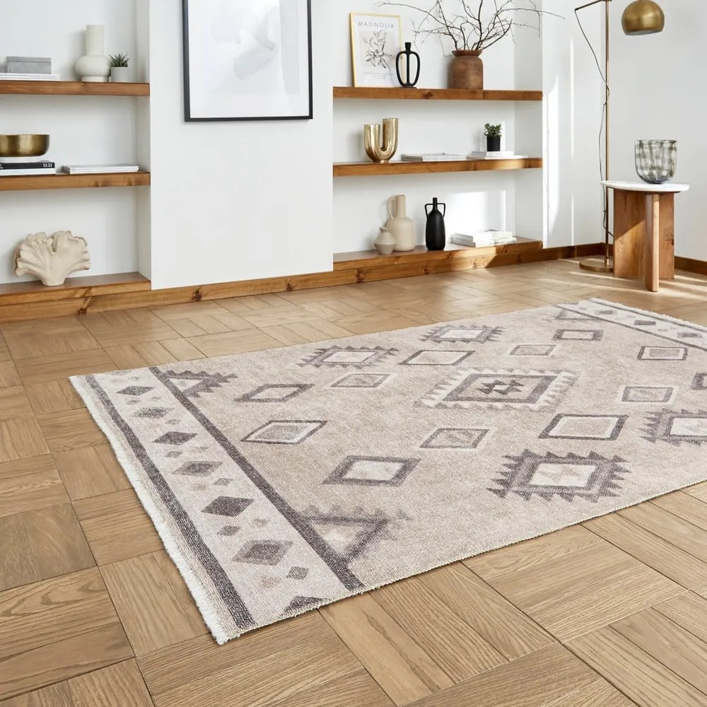 Beżowy chodnik z mieszanki bawełny odpowiedni do prania 60x170 cm Whisper – Think Rugs