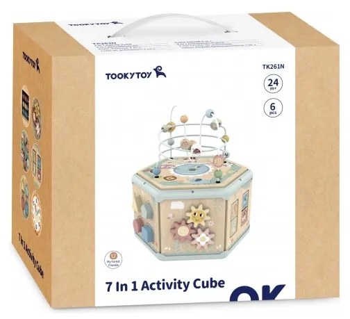 Tooky toy interaktywny drewniany sześciokąt montessori otwierane pudełko