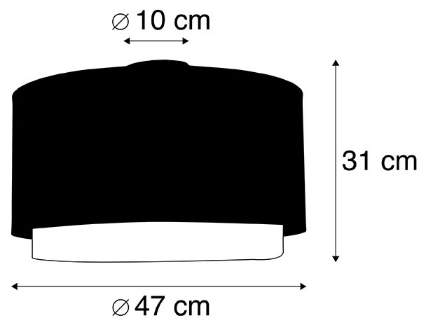 Nowoczesna lampa sufitowa czarna ze złotem 47 cm podwójny klosz - Combi Nowoczesny Oswietlenie wewnetrzne