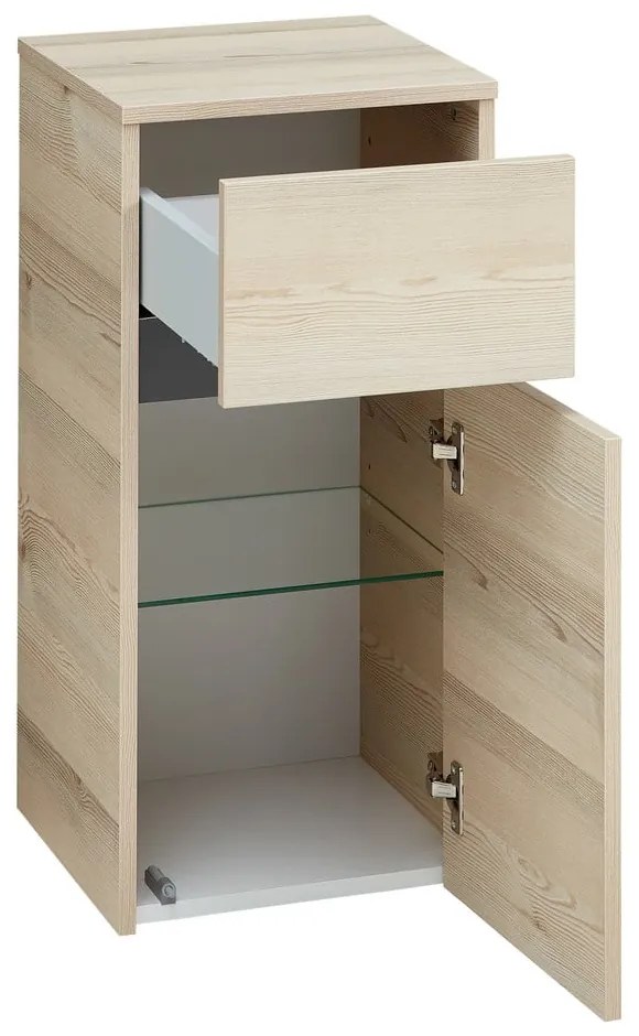 Niska/wisząca szafka łazienkowa w dekorze sosny w naturalnym kolorze 72x35 cm Quickset 393 – Pelipal