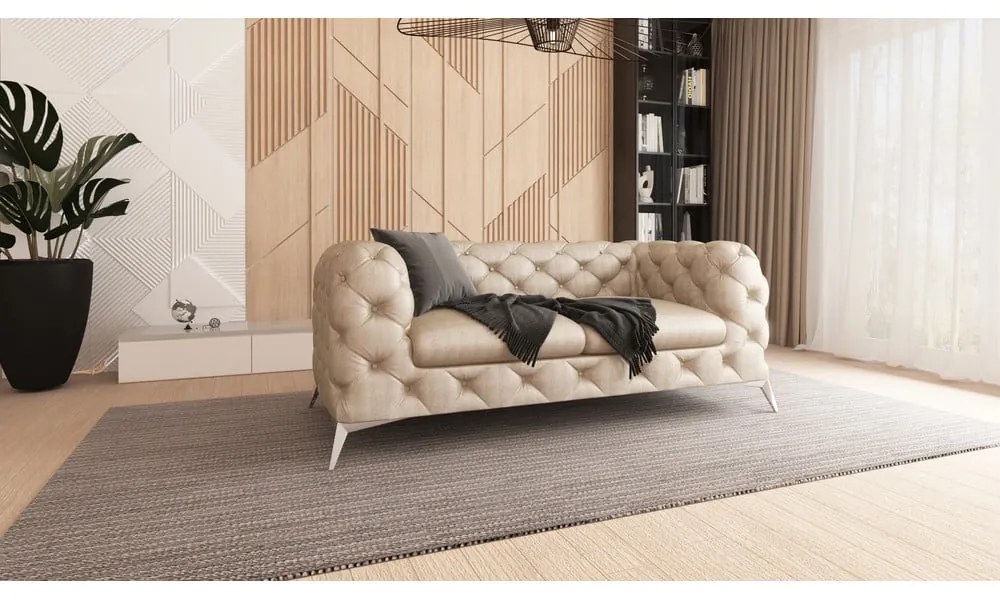 Beżowa aksamitna sofa 185 cm Chelsea – Ropez