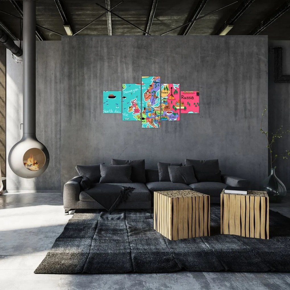 Obraz - Dziecięca mapa Europy (125x70 cm)