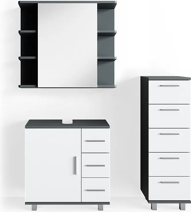 Zestaw mebli łazienkowych antracyt 60x33x60.8 ilias