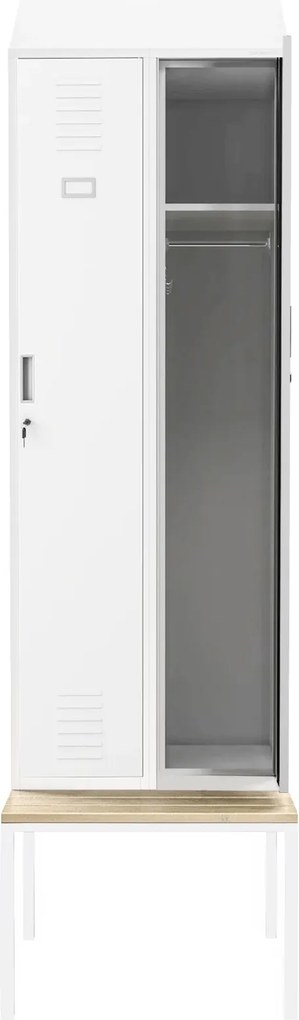 Szatnia z ławeczką i daszkiem Kacper II PRO 60x85x229,5 cm, biały