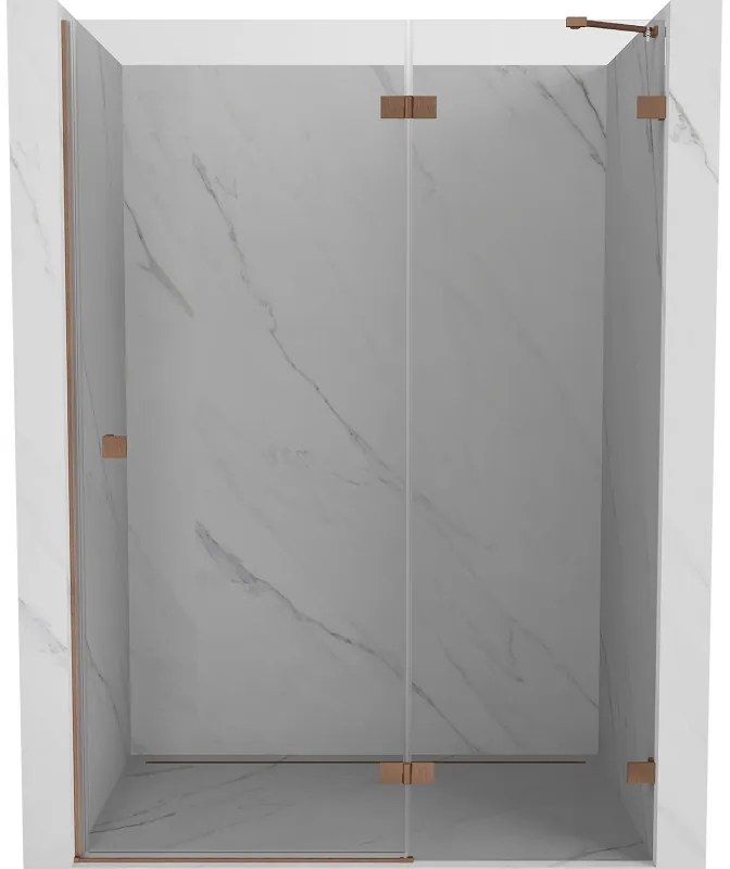 Mexen Lunar drzwi prysznicowe uchylne prawa 135 cm, transparent, miedź szczotkowana - 834-135-000-65-00-P