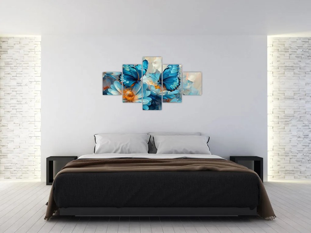 Obraz - Niebieskie motyle (125x70 cm)