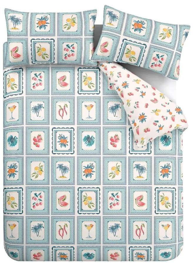 Niebieska pościel dwuosobowa 230x220 cm Riviera Tiles – Catherine Lansfield
