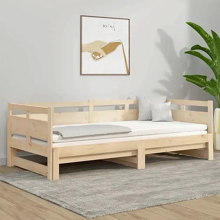 Łóżko Rozsuwane Dla Rodzeństwa Z Naturalnego Drewna 2X(90X200) Cm P6-K25