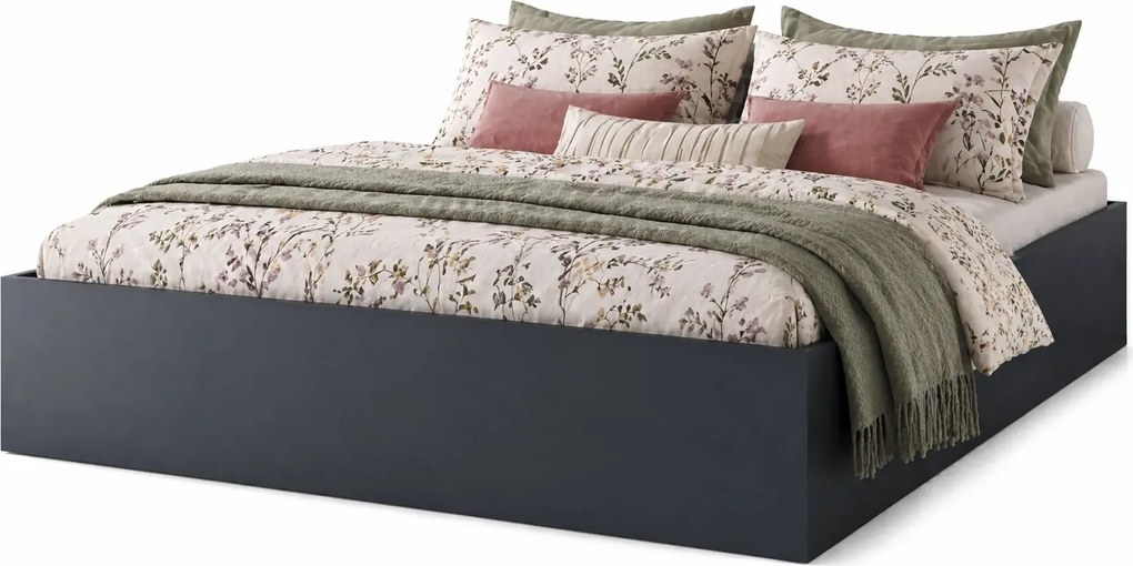 Czarne łóżko z materacem i pojemnikiem 160x200 K6-R02