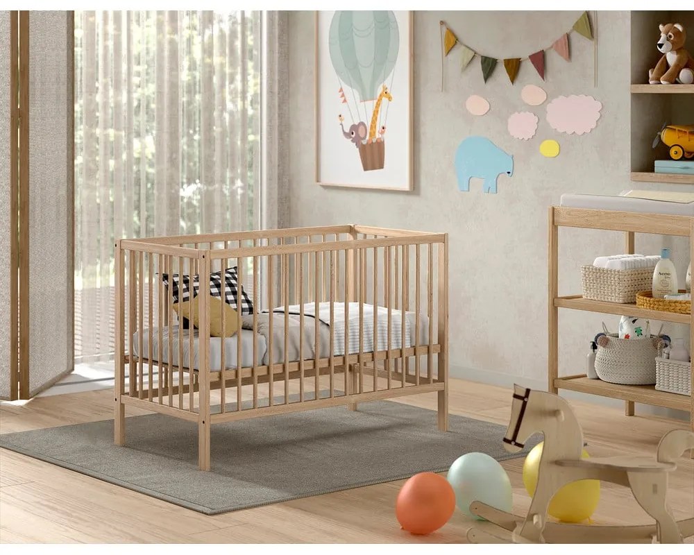 Łóżeczko z litego drewna sosnowego 60x120 cm DINO – Vipack