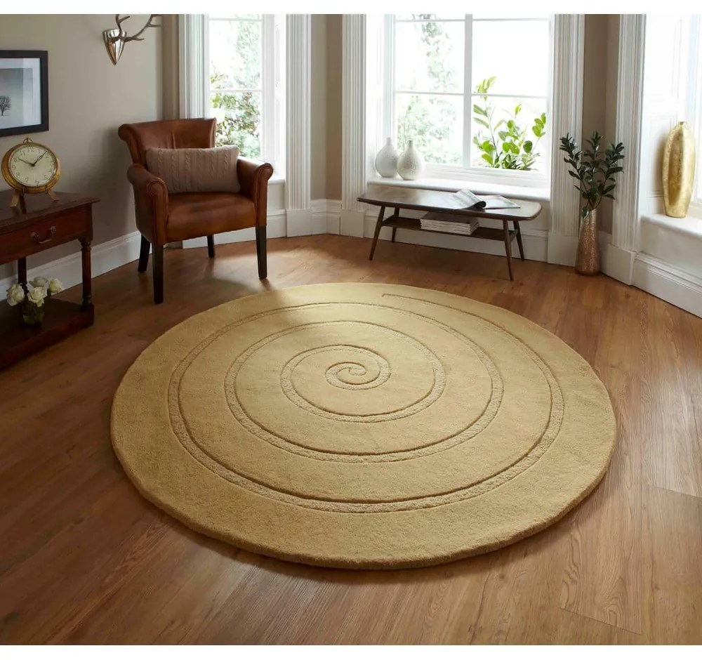 Beżowy wełniany dywan Think Rugs Spiral, ⌀ 140 cm