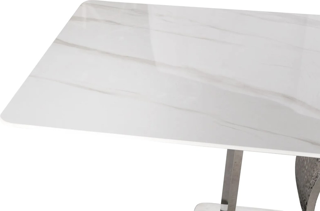 Ceramiczny stół do jadalni Modig M90 na srebrnej podstawie