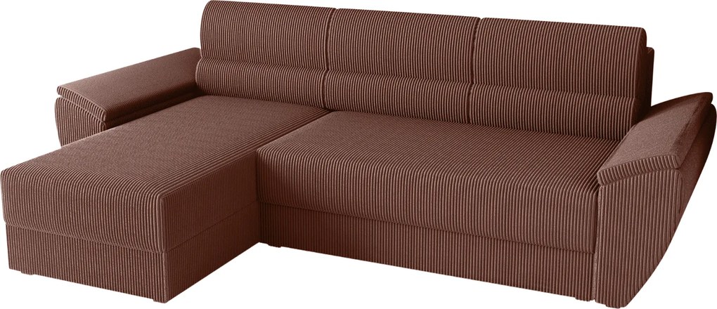 Rozkładana narożna sofa TAVERO 251x140 cm, ciemnoróżowa, uniwersalna