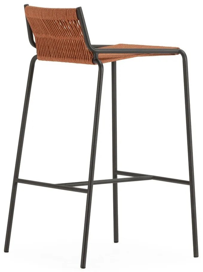 Metalowy hoker w kolorze terakoty (wysokość siedziska 65 cm) Emily – Marckeric