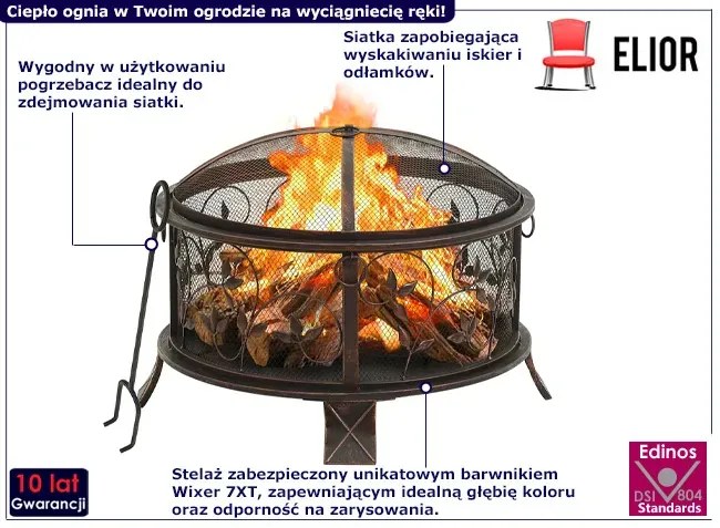 Rustykalne palenisko ogrodowe ze zdobieniami - Carmen