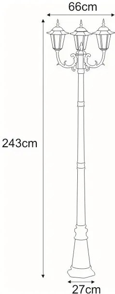 Czarno-złota lampa ogrodowa stojąca potrójna - 4X S325 T7-P17