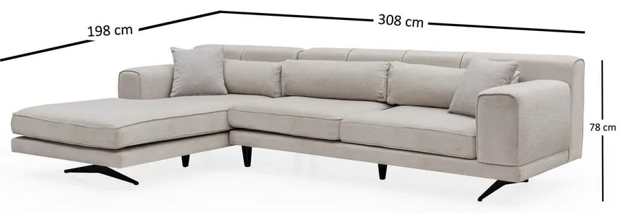 Beżowa sofa narożna Artie Jivago, narożnik lewy