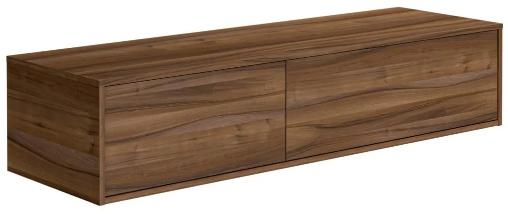 Szafka łazienkowa wisząca   pod umywalkę  - Naturalny ciemny - szer. 150 cm - ISAURE II