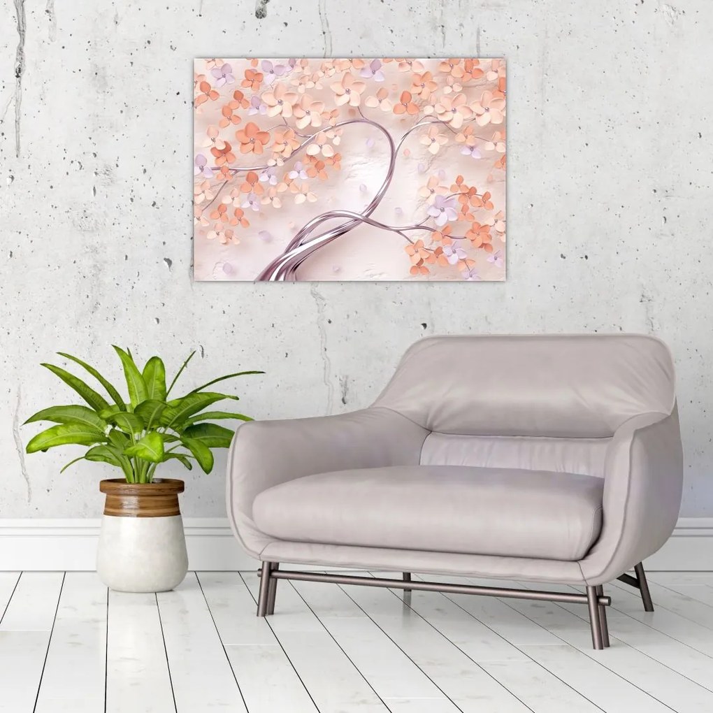 Obraz kwiatów drzewa koralowego - abstrakcja (70x50 cm)