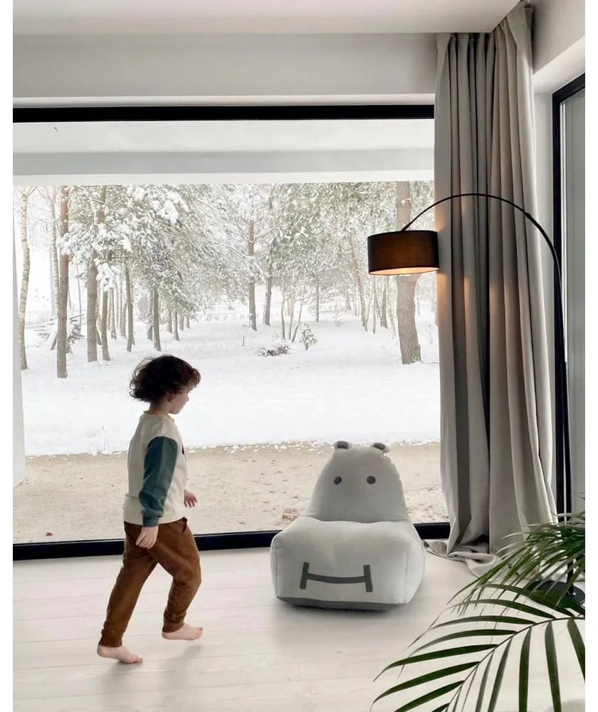 Jasnoszary dziecięcy worek do siedzenia Hippo – The Brooklyn Kids