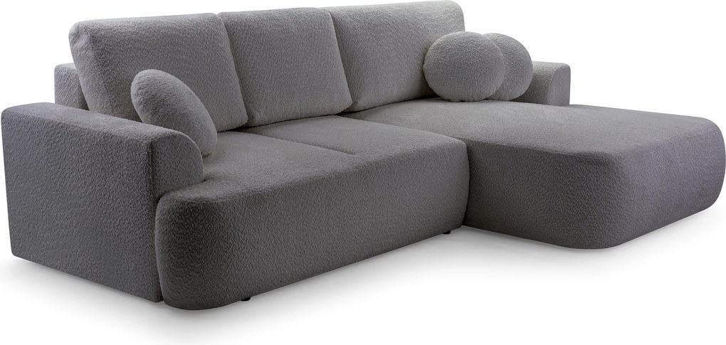Masseno Narożnik FILO z funkcją spania i pojemnikiem na pościel Narozniki L, Rozkładana sofa - Szary, CORAL 80