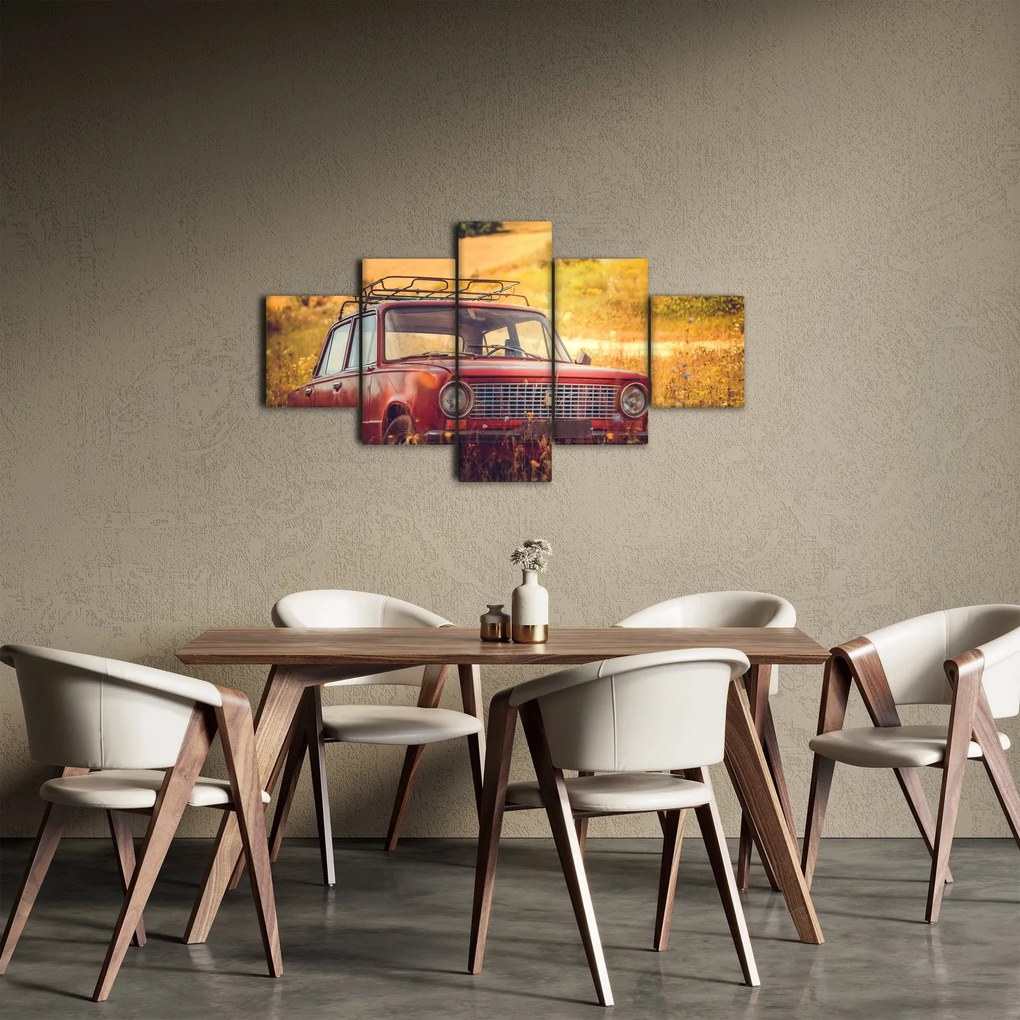 Obraz samochodu na polu (125x70 cm)