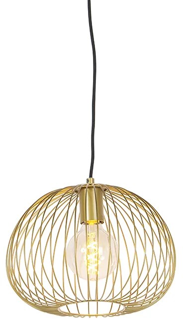 Zestaw 5 designerskich lamp wiszących złotych - WiresDesignerski Oswietlenie wewnetrzne